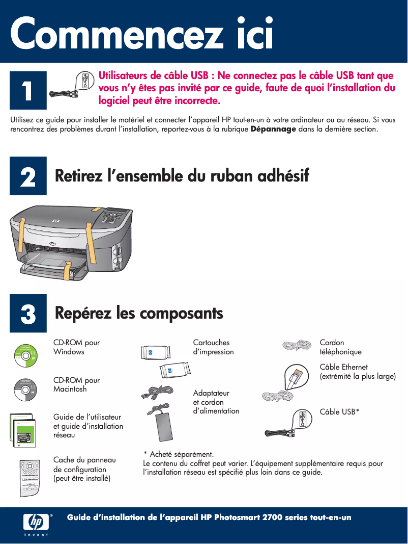 Página 1 del manual Guía de instalación HP PhotoSmart 2700