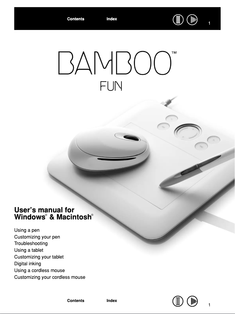 Page 1 de la notice Manuel utilisateur Wacom Bamboo Fun S