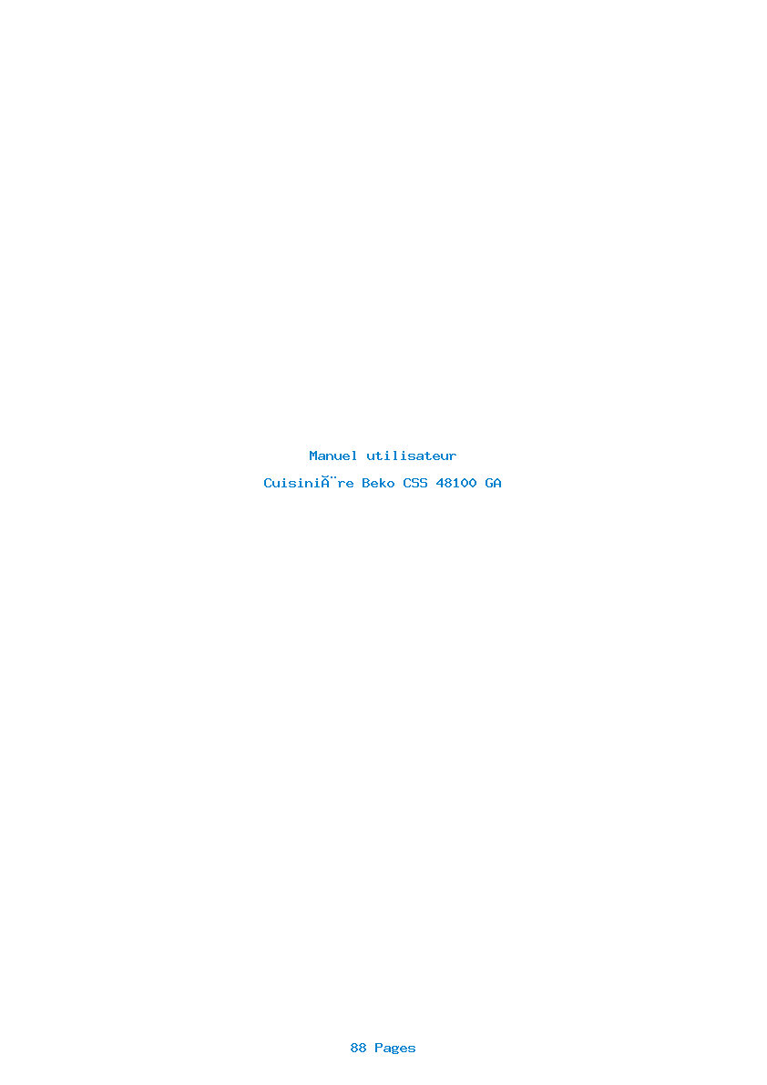 Page 1 de la notice Manuel utilisateur Beko CSS 48100 GA