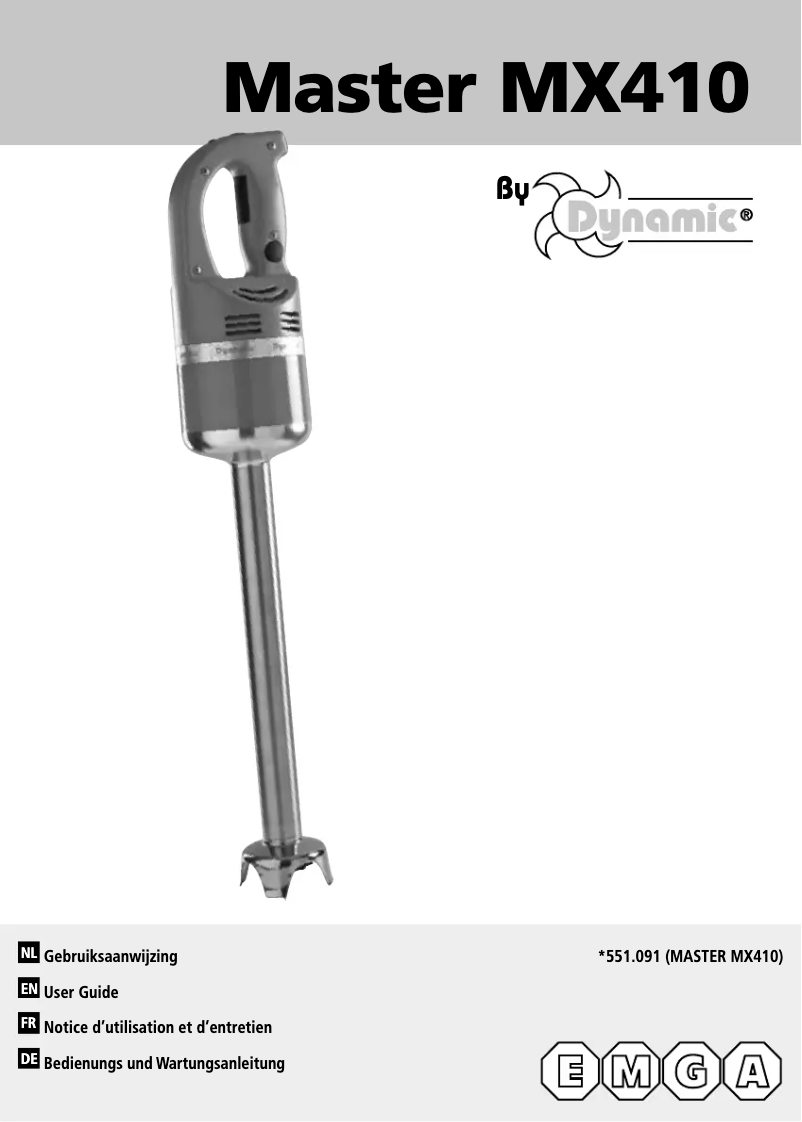 Page 1 de la notice Manuel utilisateur Dynamic Master 551091