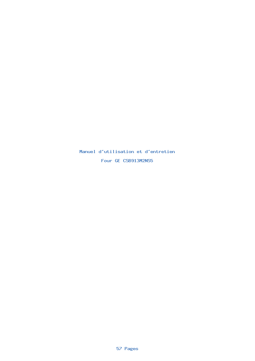 Page 1 de la notice Manuel d'utilisation et d'entretien GE CSB913M2NS5