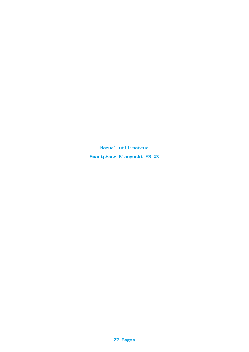Page 1 de la notice Manuel utilisateur Blaupunkt FS 03