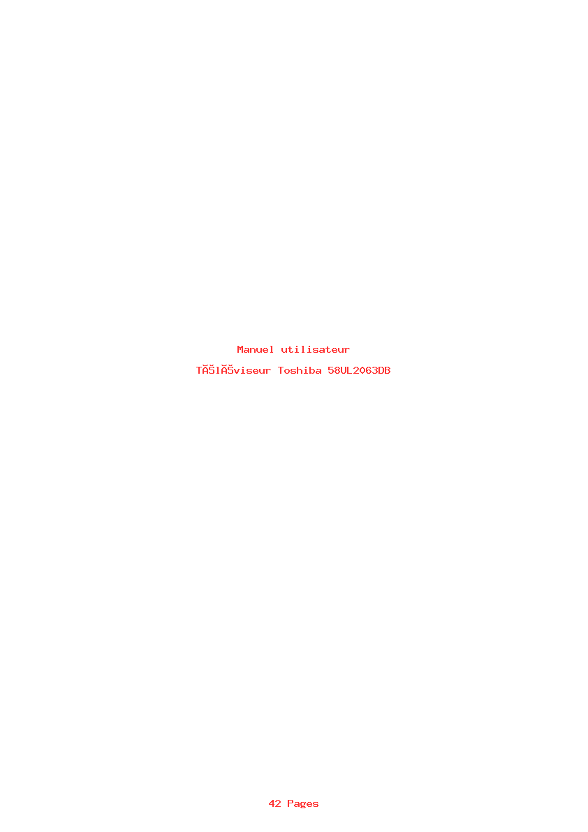 Page 1 de la notice Manuel utilisateur Toshiba 58UL2063DB