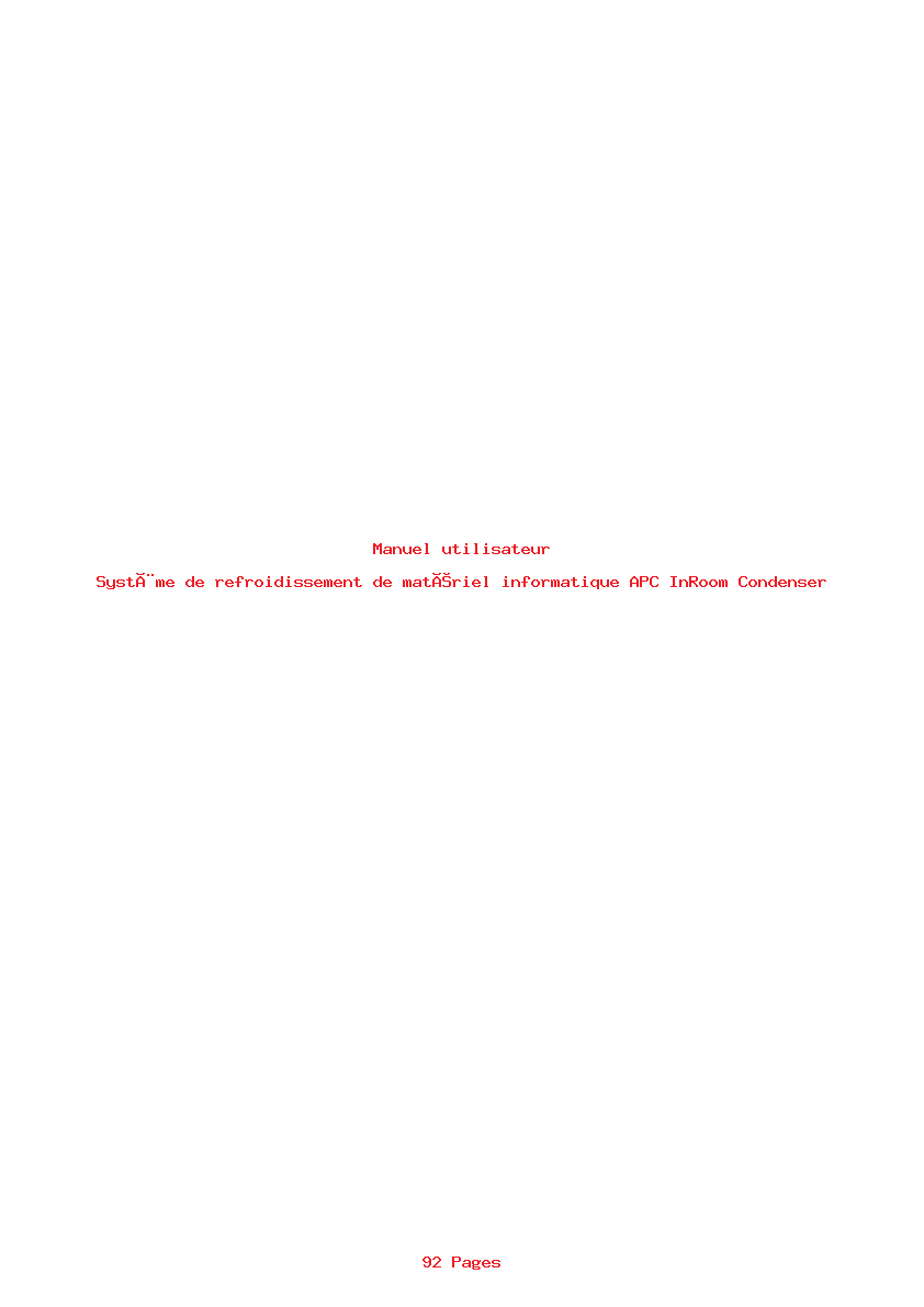 Page 1 de la notice Manuel utilisateur APC InRoom Condenser