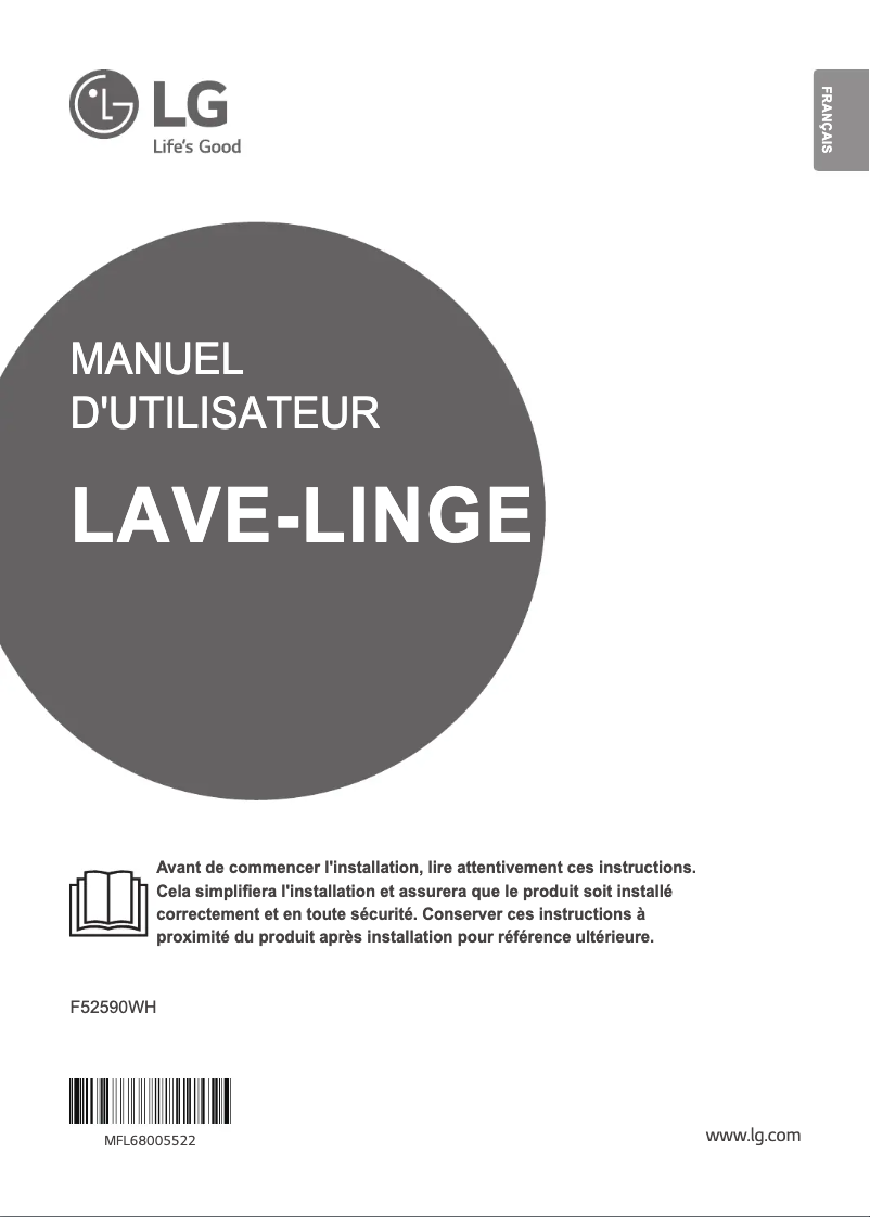 Page 1 de la notice Manuel utilisateur LG F52590WH