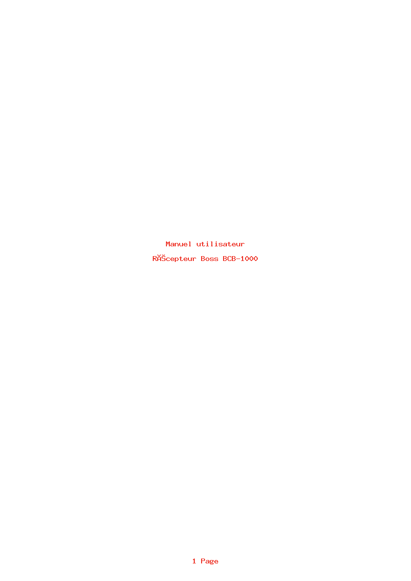 Page 1 de la notice Manuel utilisateur Boss BCB-1000