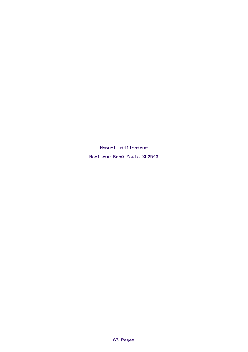 Page 1 de la notice Manuel utilisateur BenQ Zowie XL2546