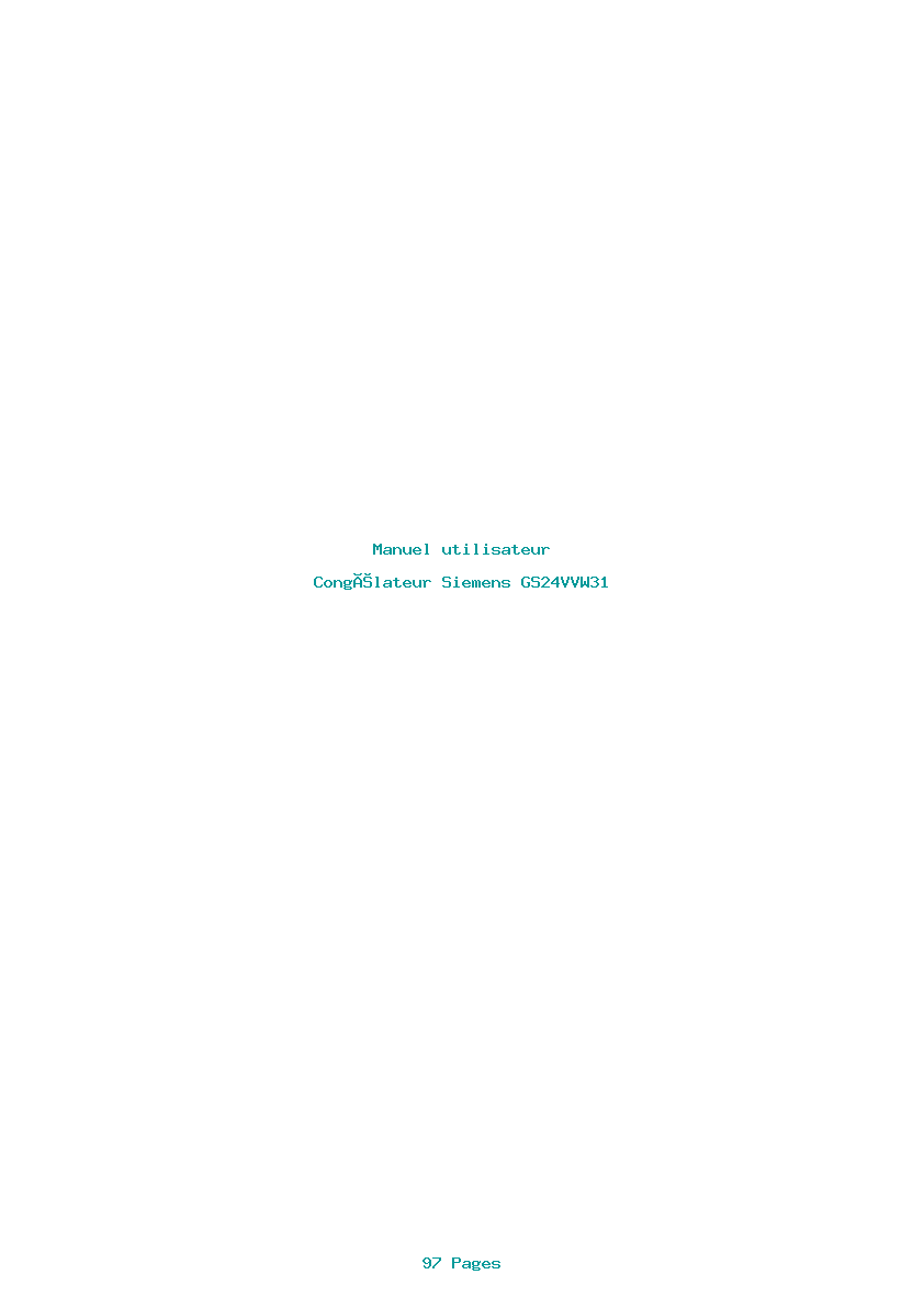 Page 1 de la notice Manuel utilisateur Siemens GS24VVW31