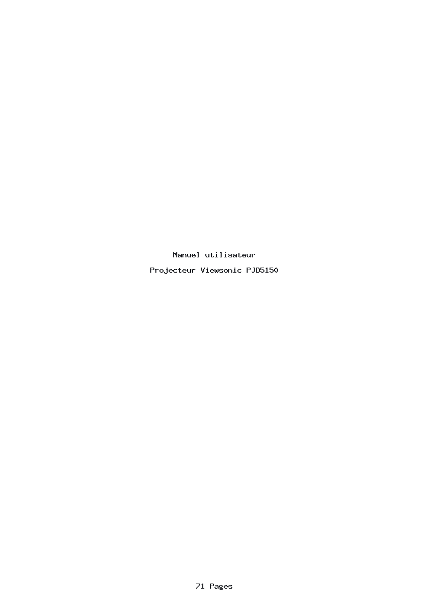 Page 1 de la notice Manuel utilisateur Viewsonic PJD5150