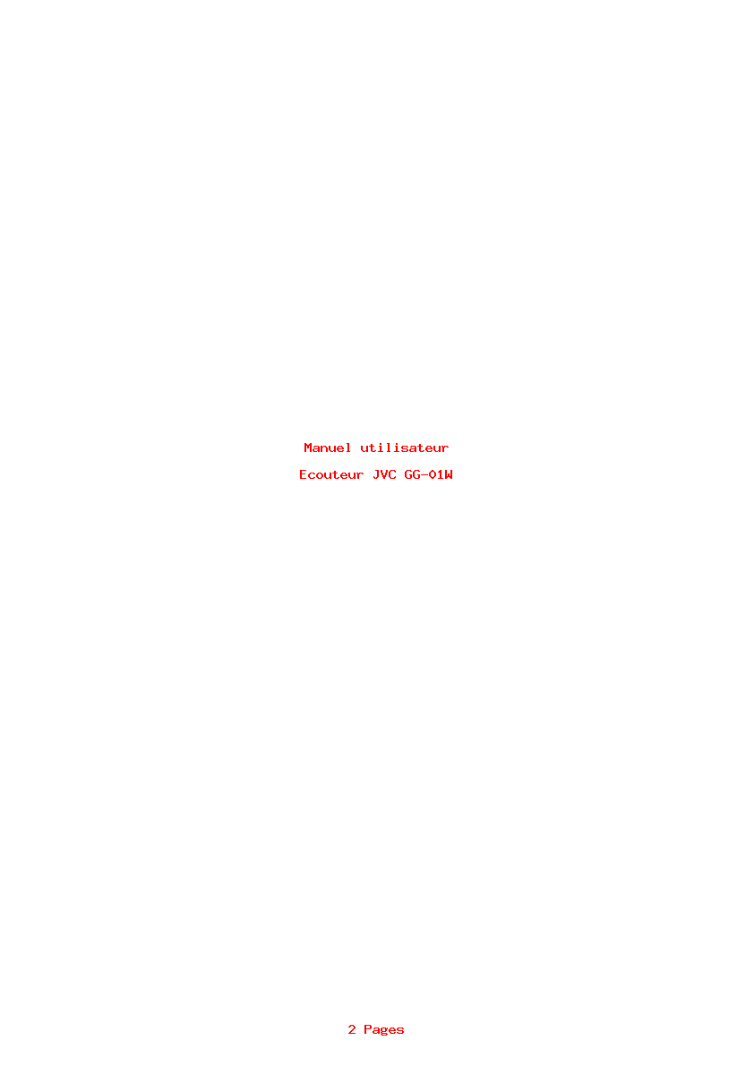 Page 1 de la notice Manuel utilisateur JVC GG-01W