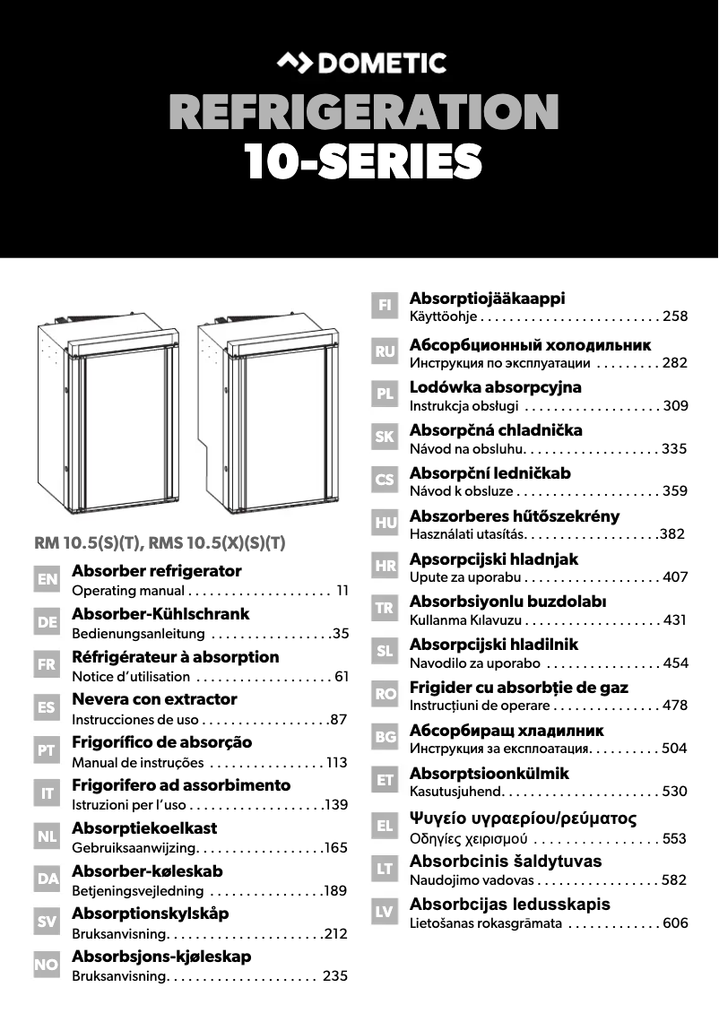 Page 1 de la notice Manuel utilisateur Dometic RM 10.5T