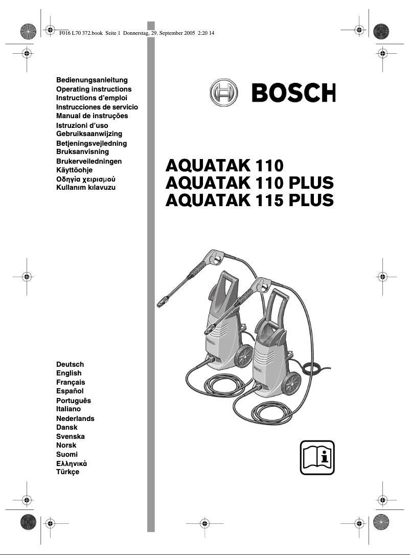 Page 1 de la notice Manuel utilisateur Bosch Aquatak 115 Plus