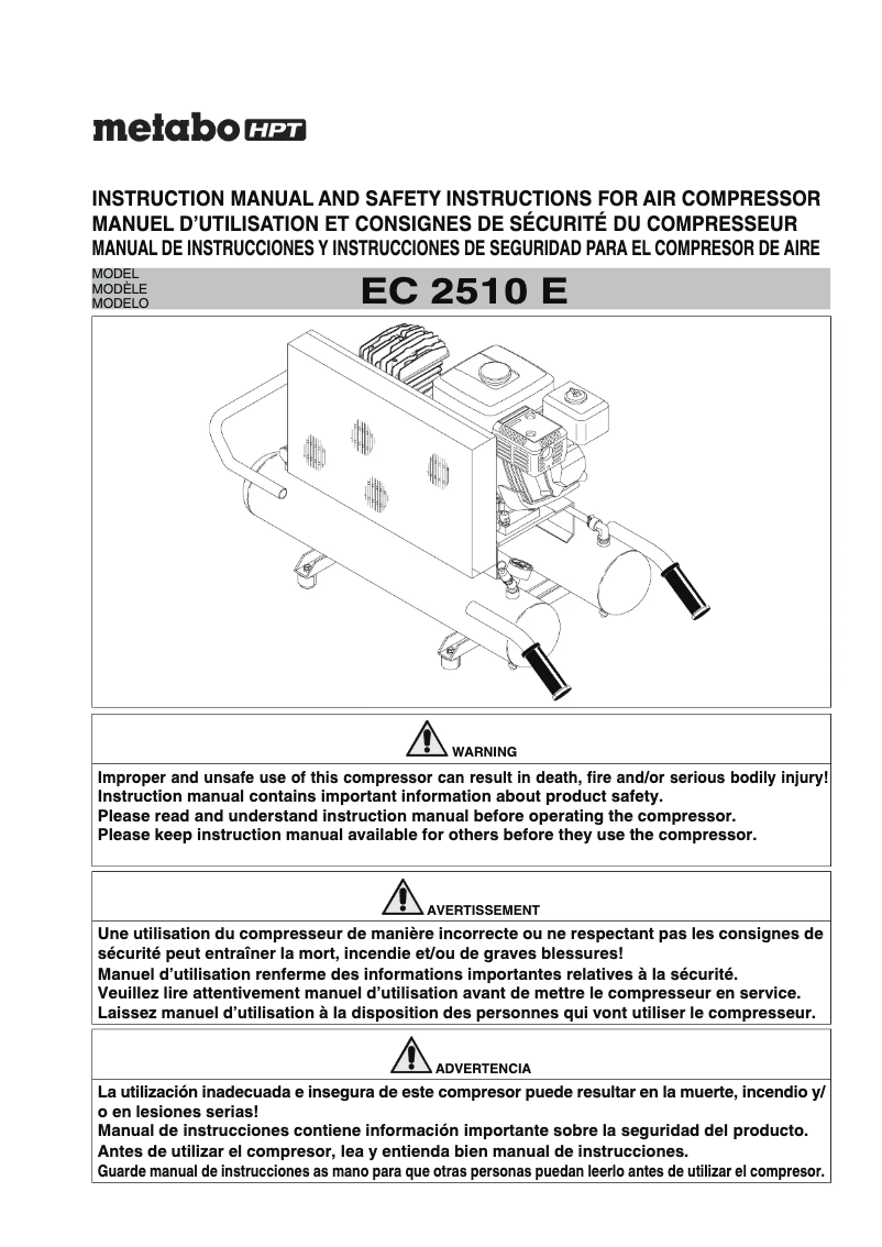 Page 1 of the manual User Manual Metabo EC 2510 E