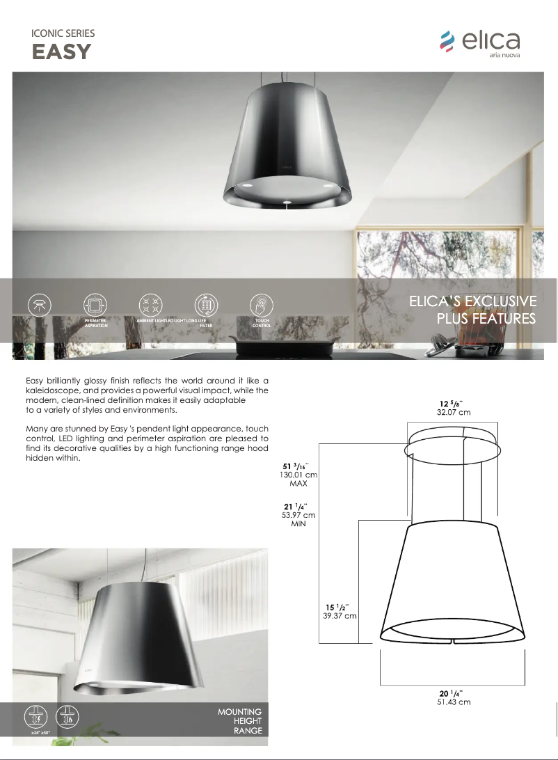 Page 1 de la notice Fiche technique Elica EES320SS