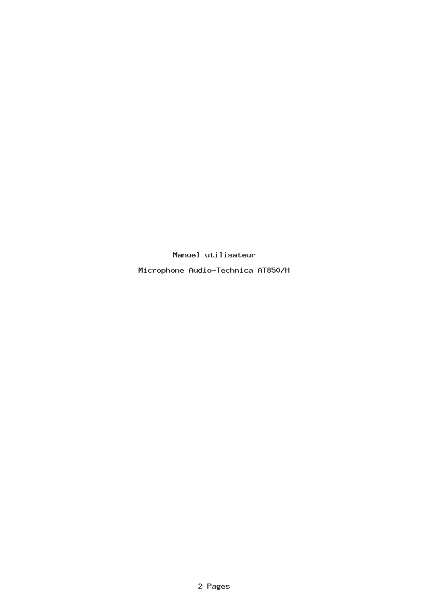 Page 1 de la notice Manuel utilisateur Audio-Technica AT850/H