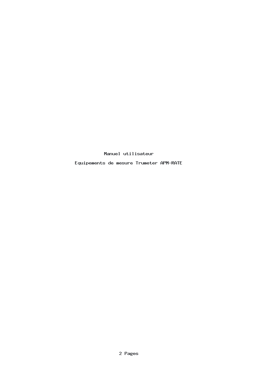 Page 1 de la notice Manuel utilisateur Trumeter APM-RATE
