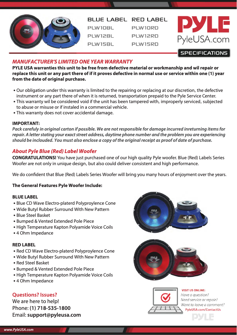 Página 1 del manual Manual de usuario Pyle PLW12RD