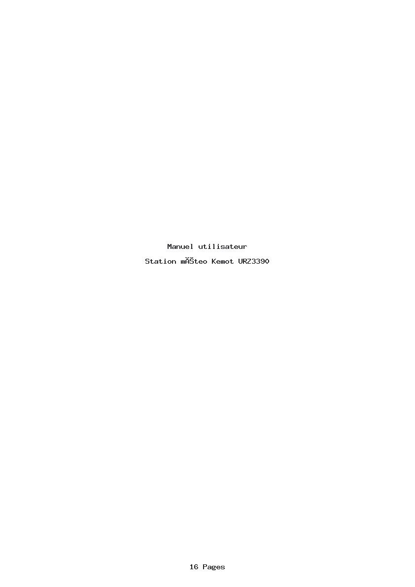 Page 1 de la notice Manuel utilisateur Kemot URZ3390