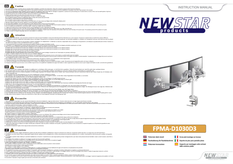 Page 1 de la notice Manuel utilisateur Newstar FPMA-D1030D-3