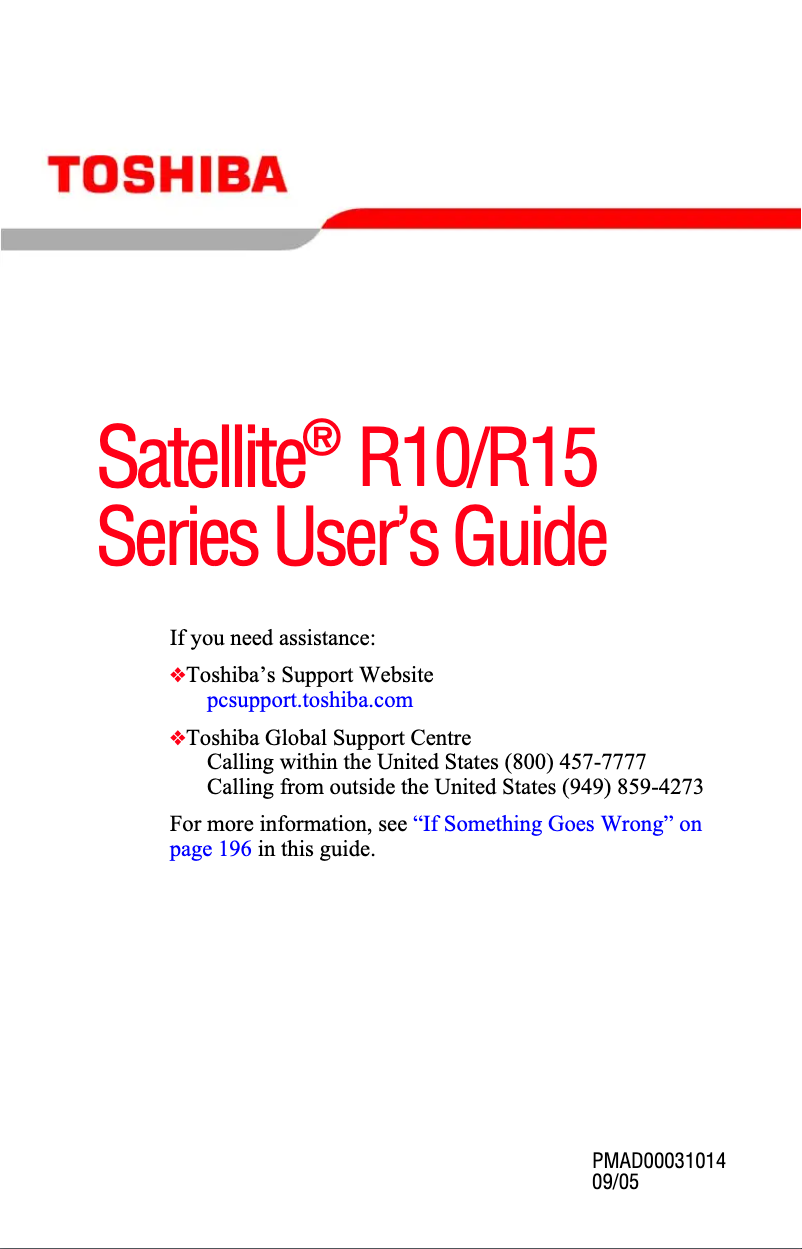 Page 1 de la notice Manuel utilisateur Toshiba Satellite R15