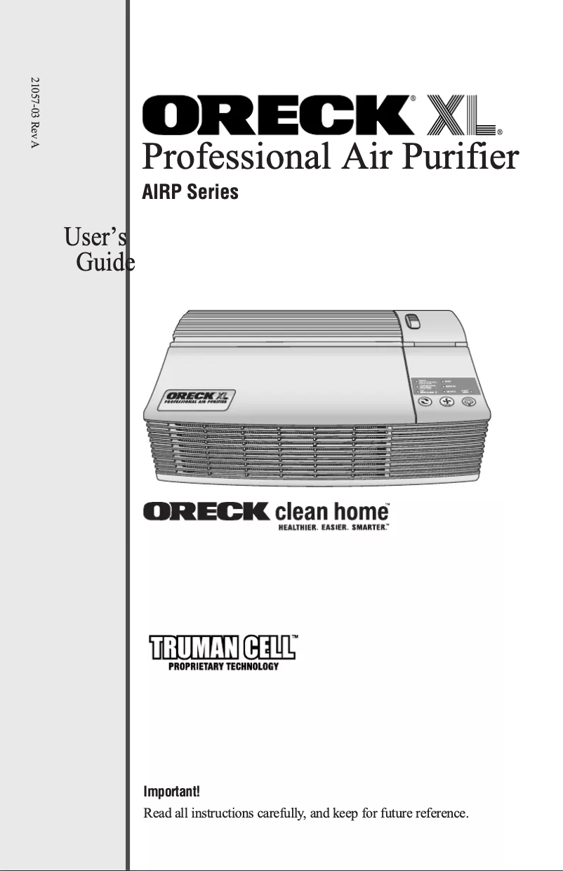 Página 1 del manual Manual de usuario Oreck XL Professional