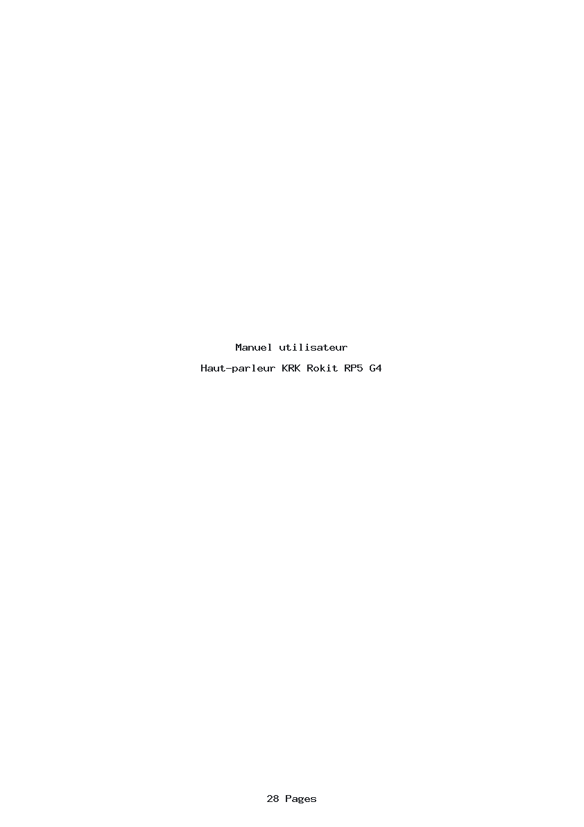 Page 1 de la notice Manuel utilisateur KRK Rokit RP5 G4