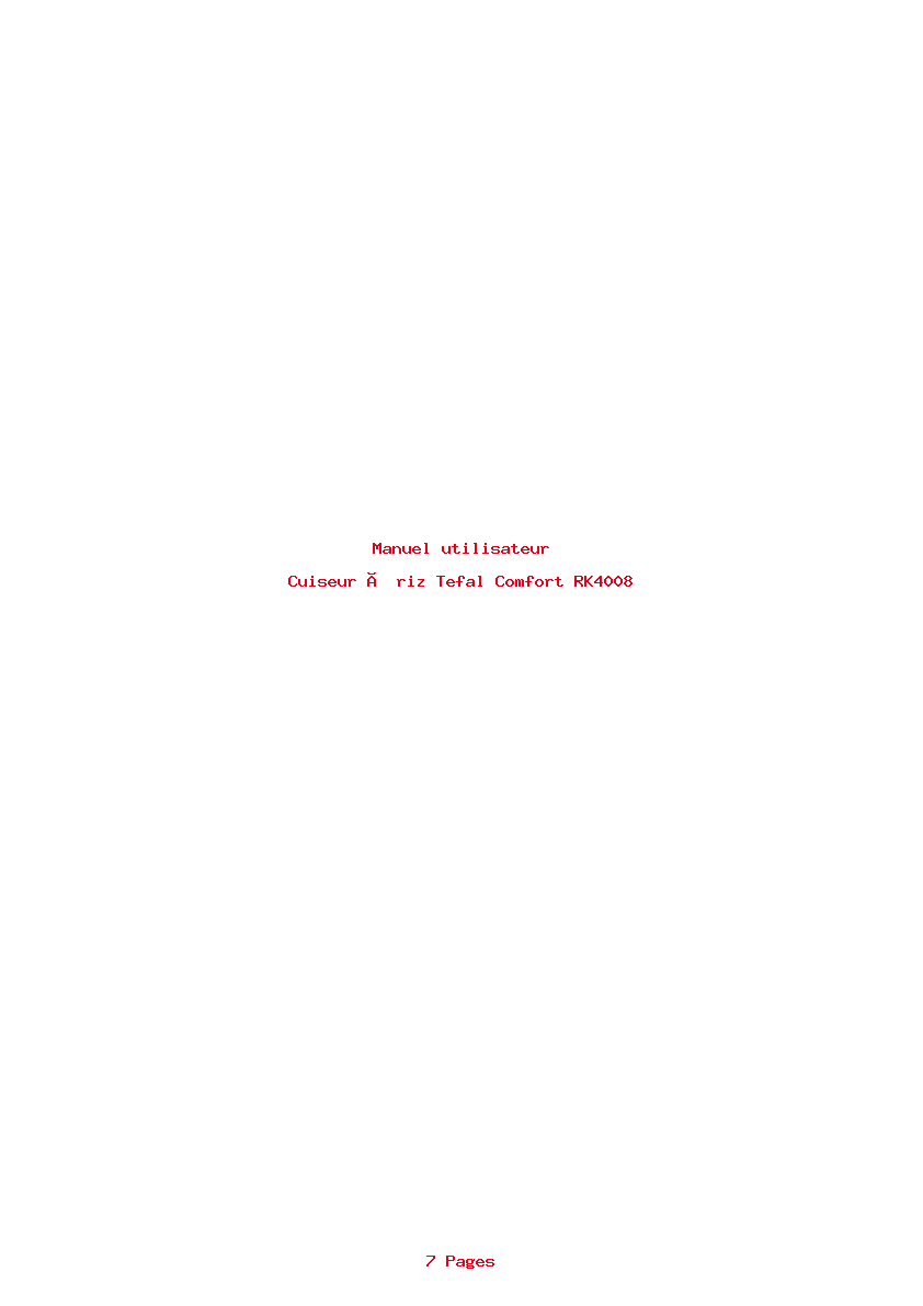 Page 1 de la notice Manuel utilisateur Tefal Comfort RK4008