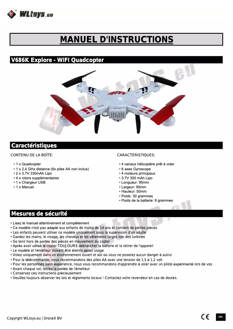 Page 1 de la notice Manuel utilisateur WLtoys V686K - Explore