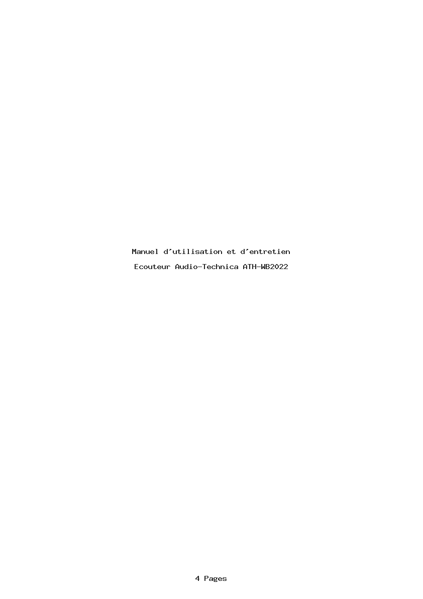 Image de la première page du manuel de l'appareil ATH-WB2022