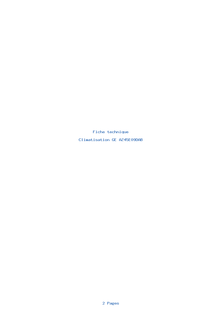 Page 1 de la notice Fiche technique GE AZ45E09DAB