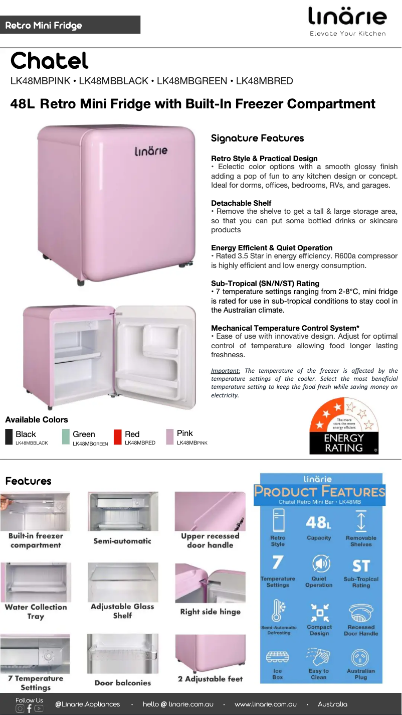 Page 1 de la notice Fiche technique Linarie Chatel LK48MB