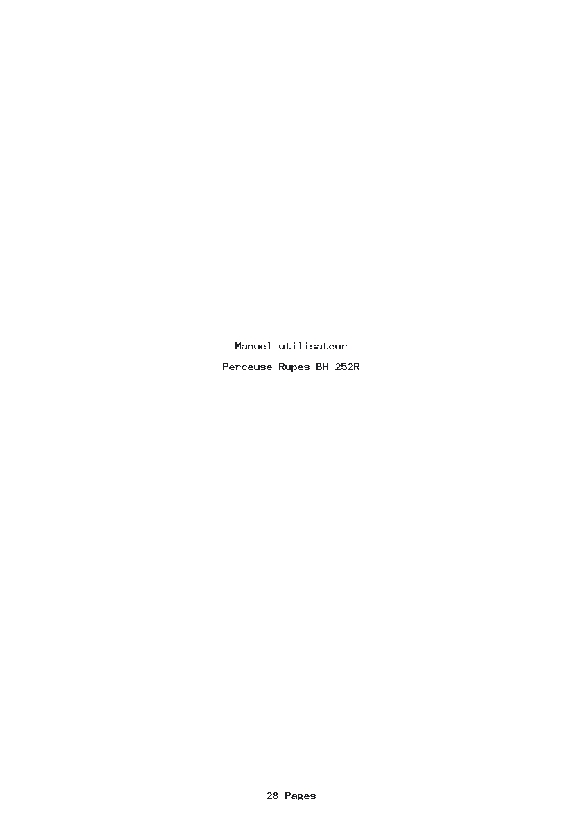 Page 1 de la notice Manuel utilisateur Rupes BH 252R