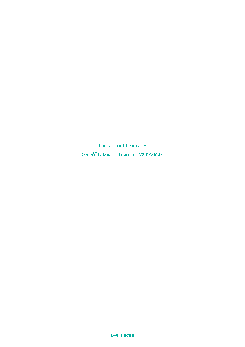 Page 1 de la notice Manuel utilisateur Hisense FV245N4AW2