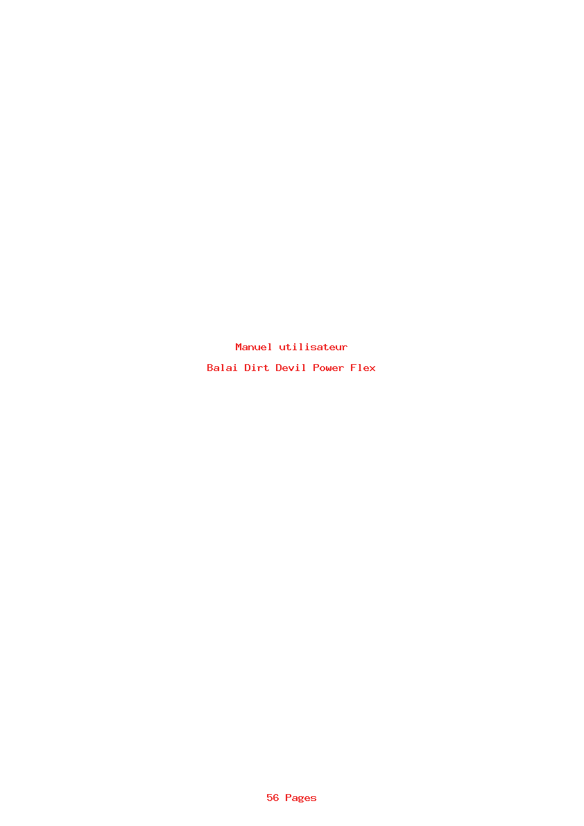 Page 1 de la notice Manuel utilisateur Dirt Devil Power Flex