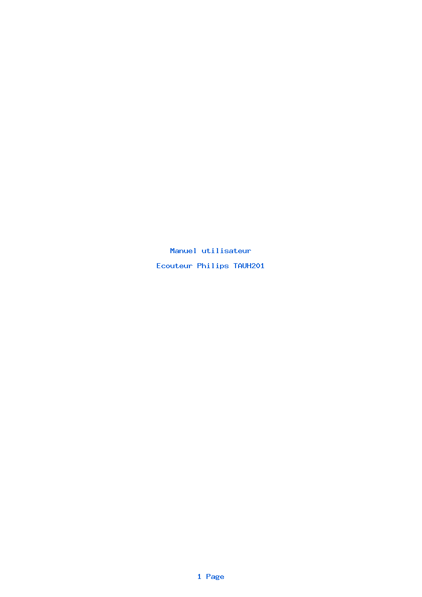Page 1 de la notice Manuel utilisateur Philips TAUH201