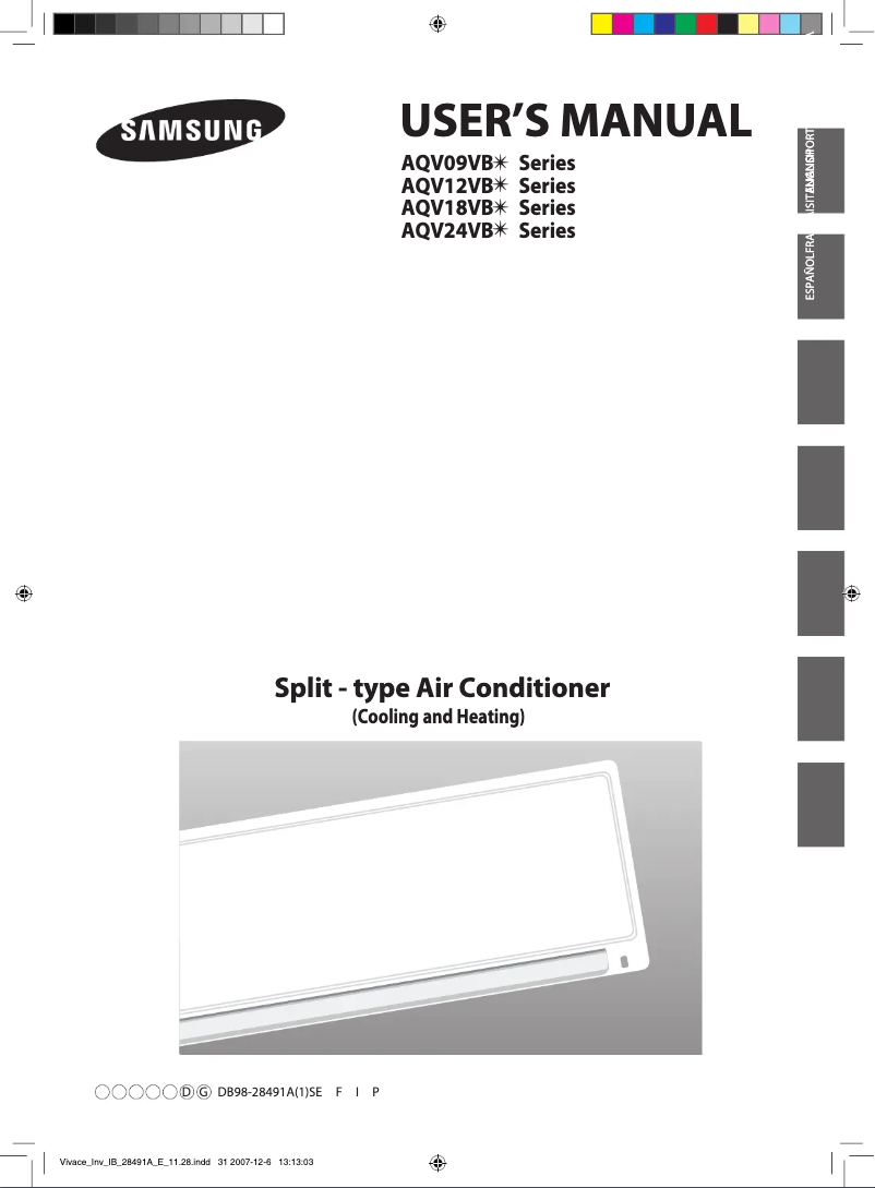 Page 1 de la notice Manuel utilisateur Samsung AQV24VBEN