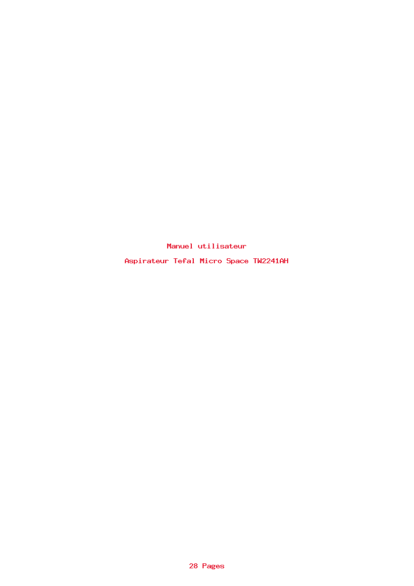 Page 1 de la notice Manuel utilisateur Tefal Micro Space TW2241AH