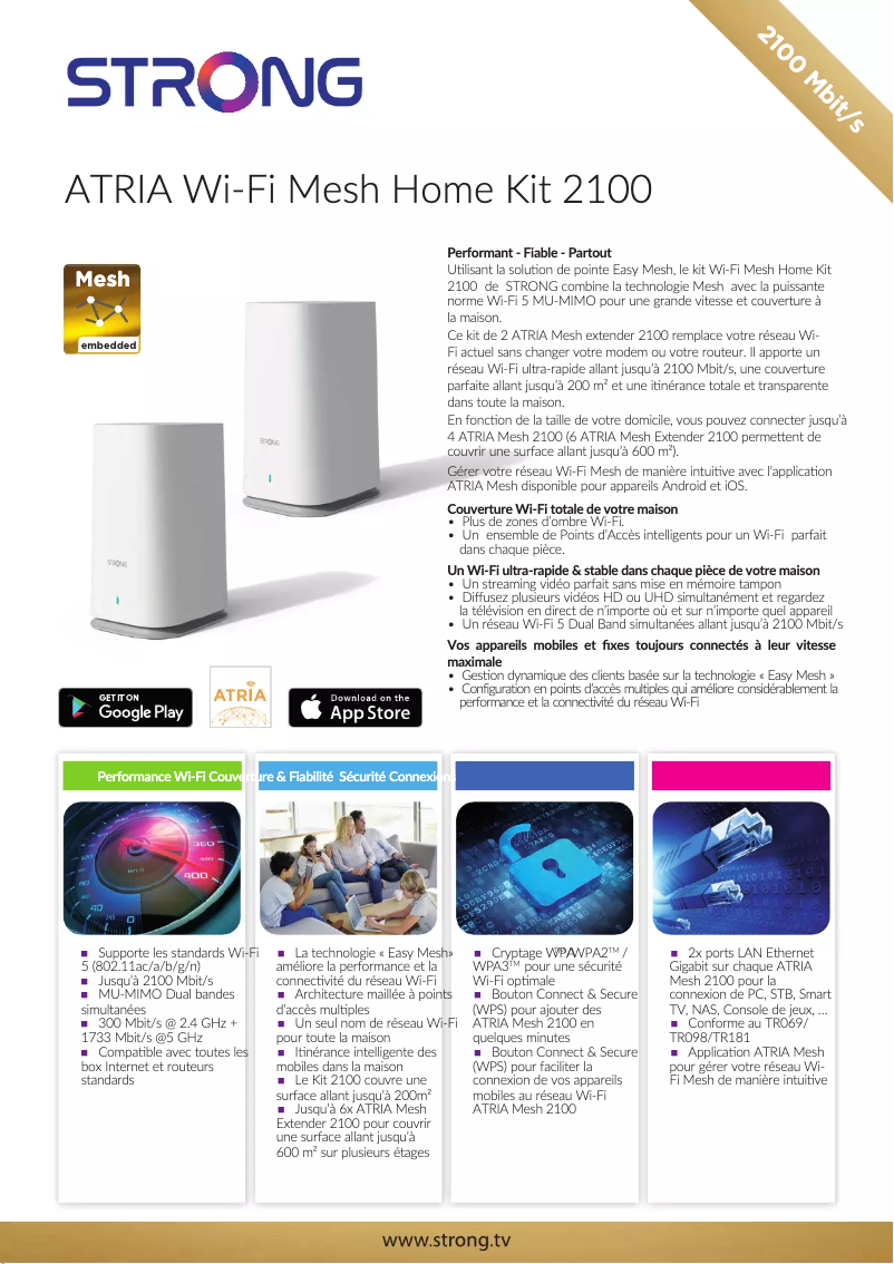 Page 1 de la notice Manuel utilisateur Strong ATRIA Wi-Fi Mesh Home Kit 2100