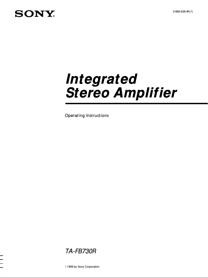 Page 1 de la notice Manuel utilisateur Sony TA-FB730R