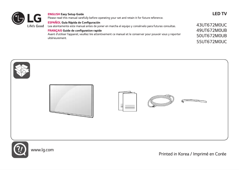 Page 1 de la notice Manuel utilisateur LG 55UT672M0UC