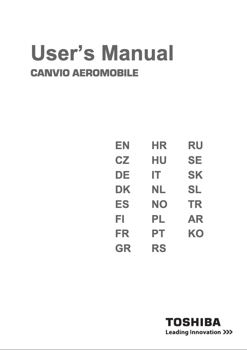 Page 1 de la notice Manuel utilisateur Toshiba Canvio AeroMobile