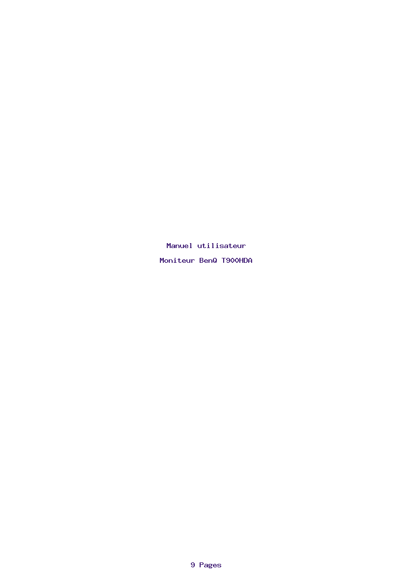 Page 1 de la notice Manuel utilisateur BenQ T900HDA