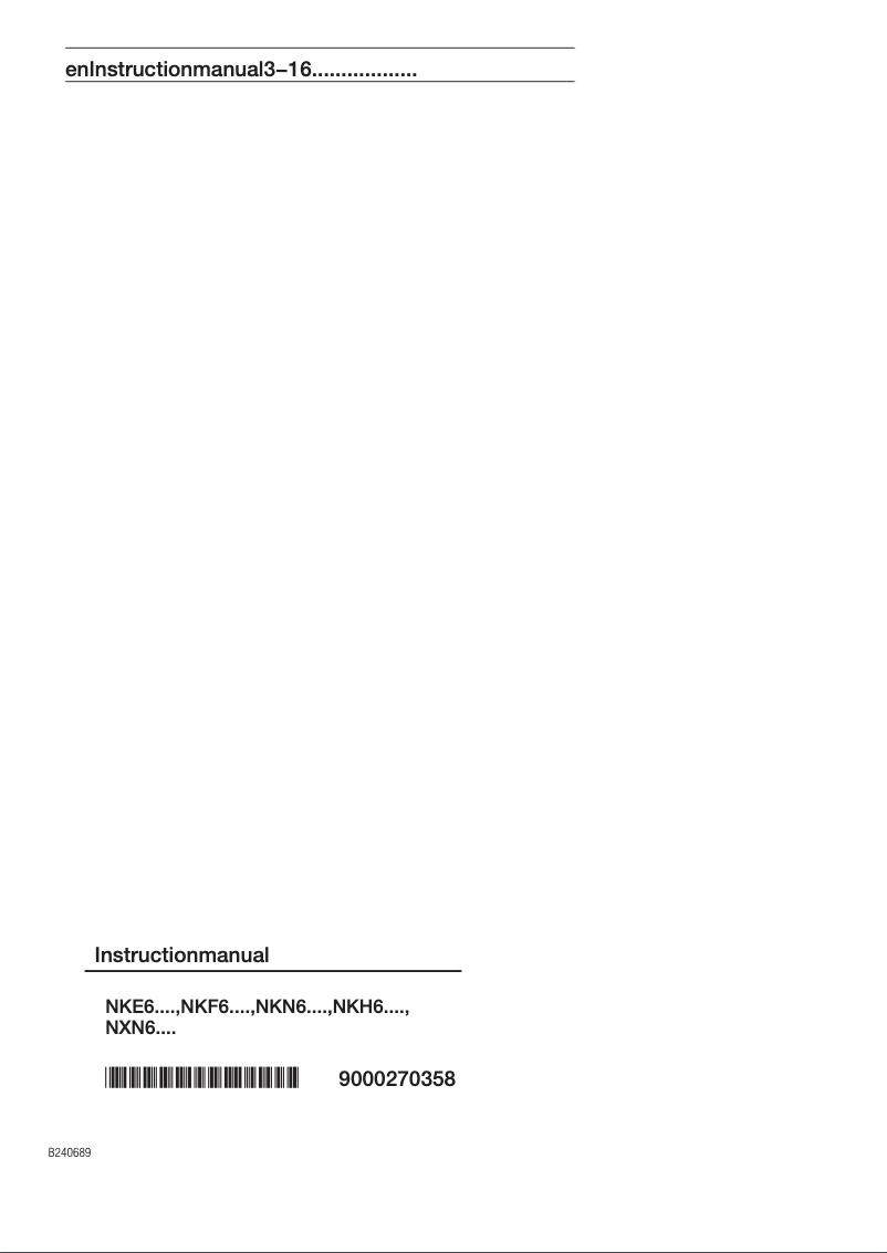 Page 1 de la notice Manuel utilisateur Bosch NKN645G14