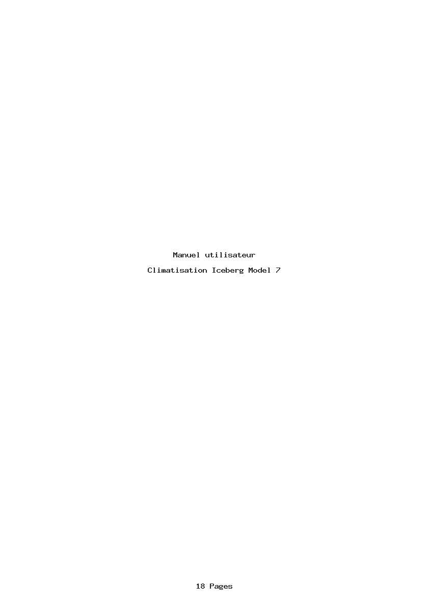 Page 1 de la notice Manuel utilisateur Iceberg Model 7