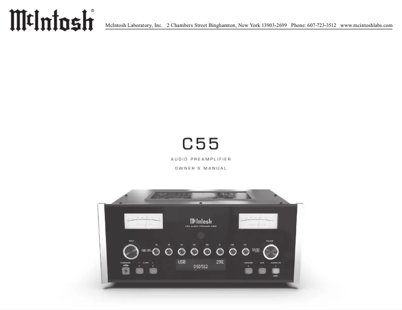 Page 1 de la notice Manuel utilisateur McIntosh C55