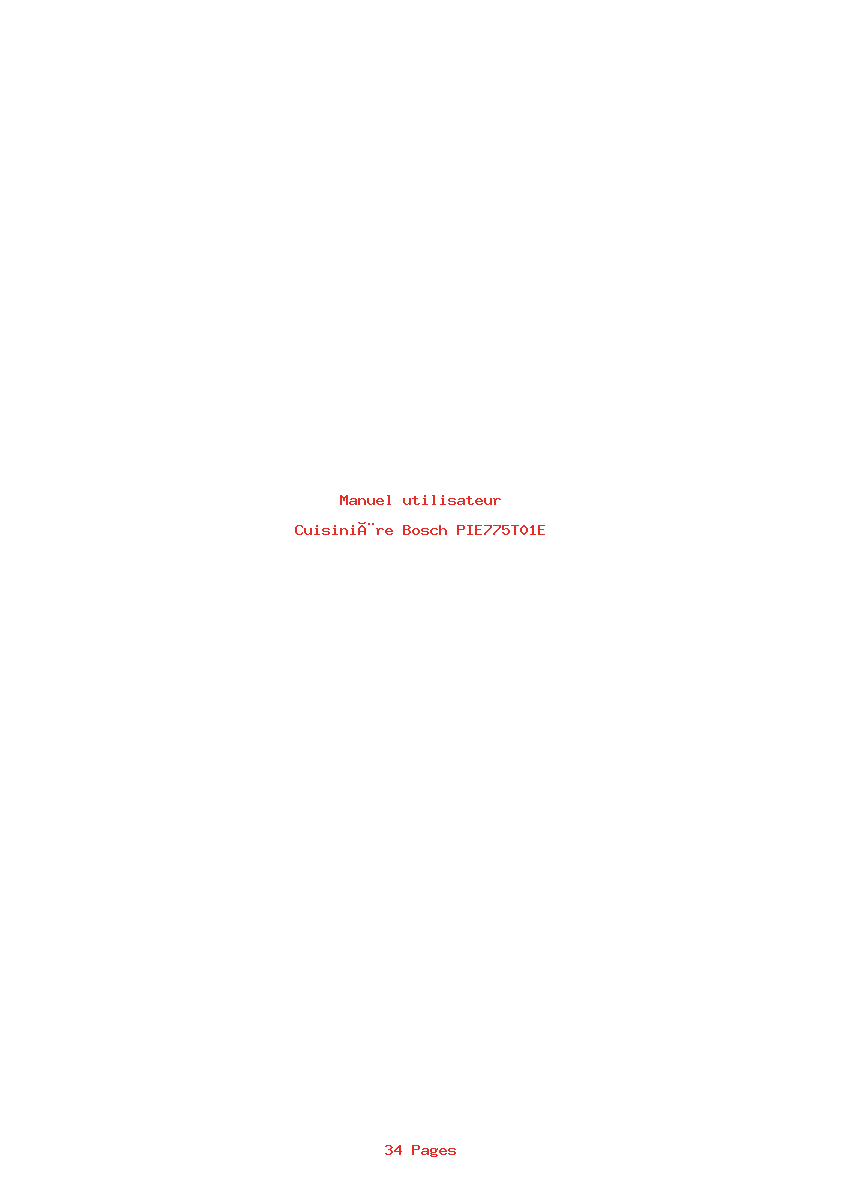 Page 1 de la notice Manuel utilisateur Bosch PIE775T01E