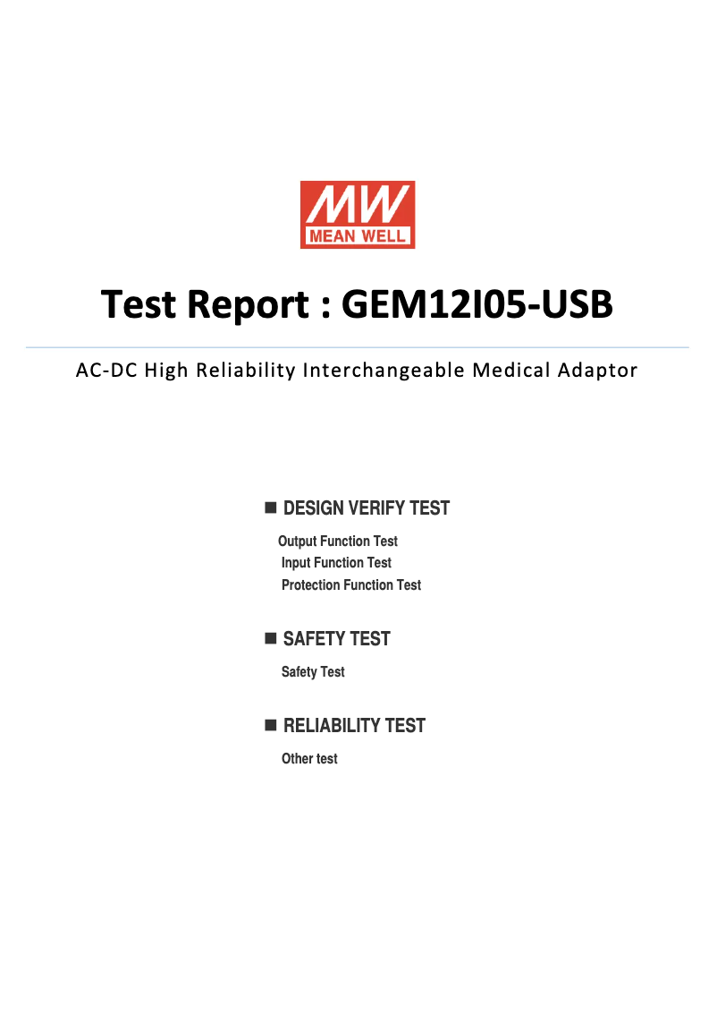 Página 1 del manual Ficha técnica Mean Well GEM12I05-USB