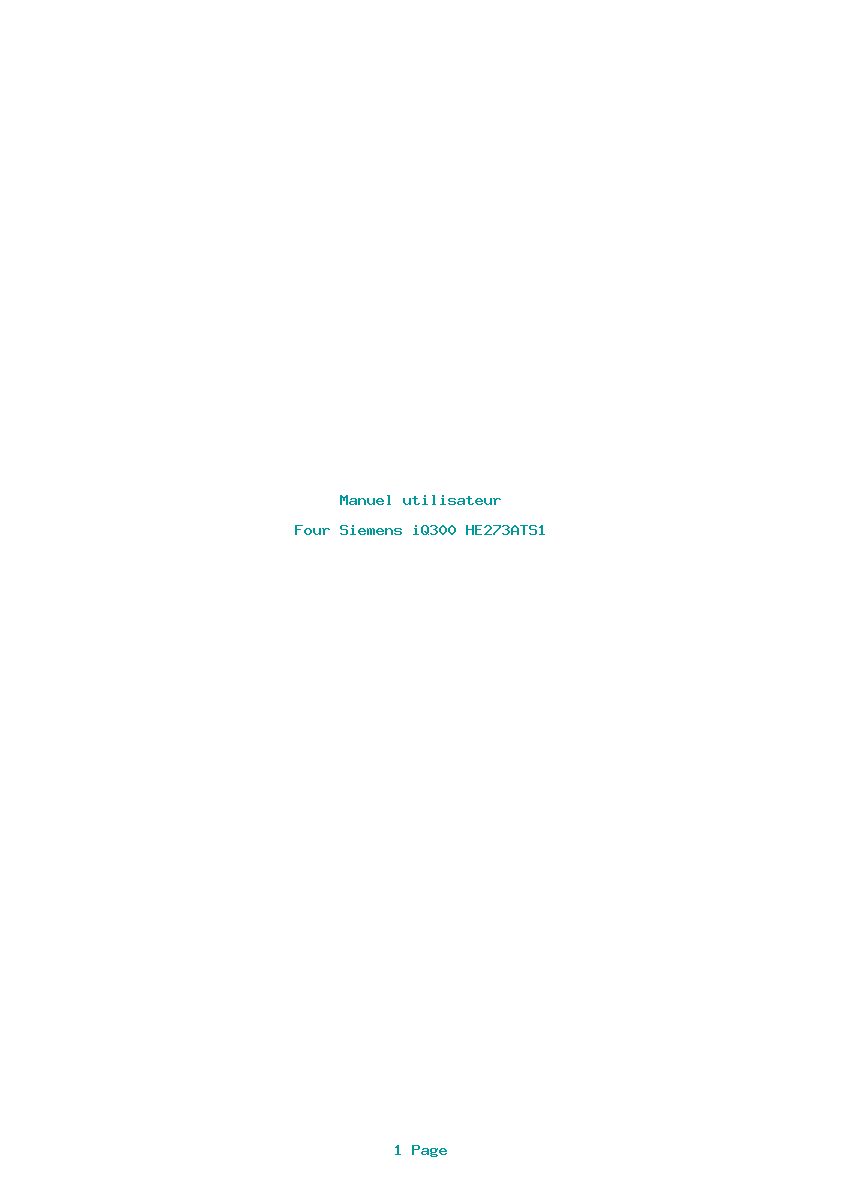 Page 1 de la notice Manuel utilisateur Siemens iQ300 HE273ATS1