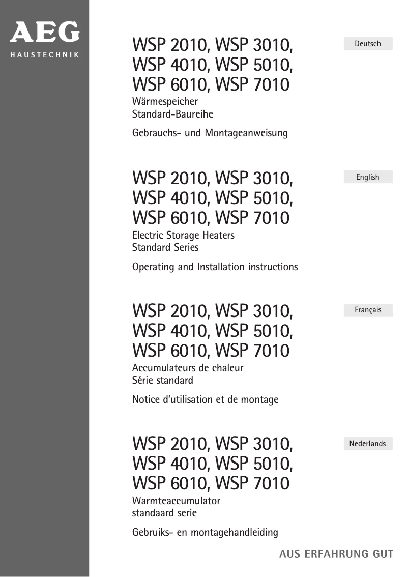 Página 1 del manual Manual de usuario AEG WSP 4010