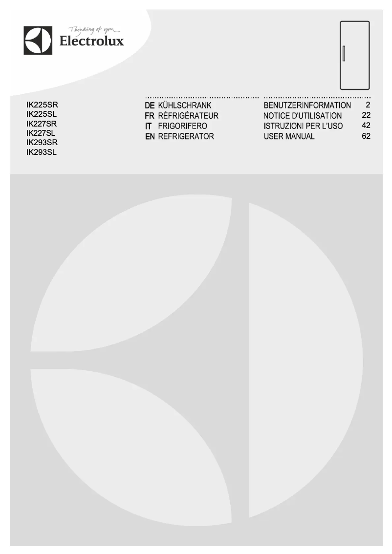 Página 1 del manual Manual de usuario Electrolux IK225SR